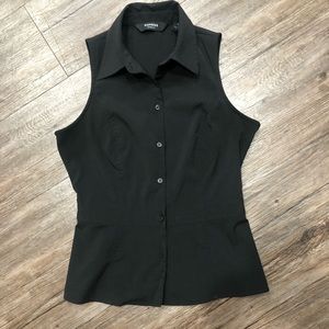 Express fitted black button down blouse
